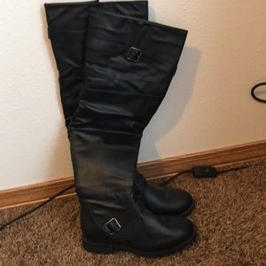 Black Thigh High Boots NWOT